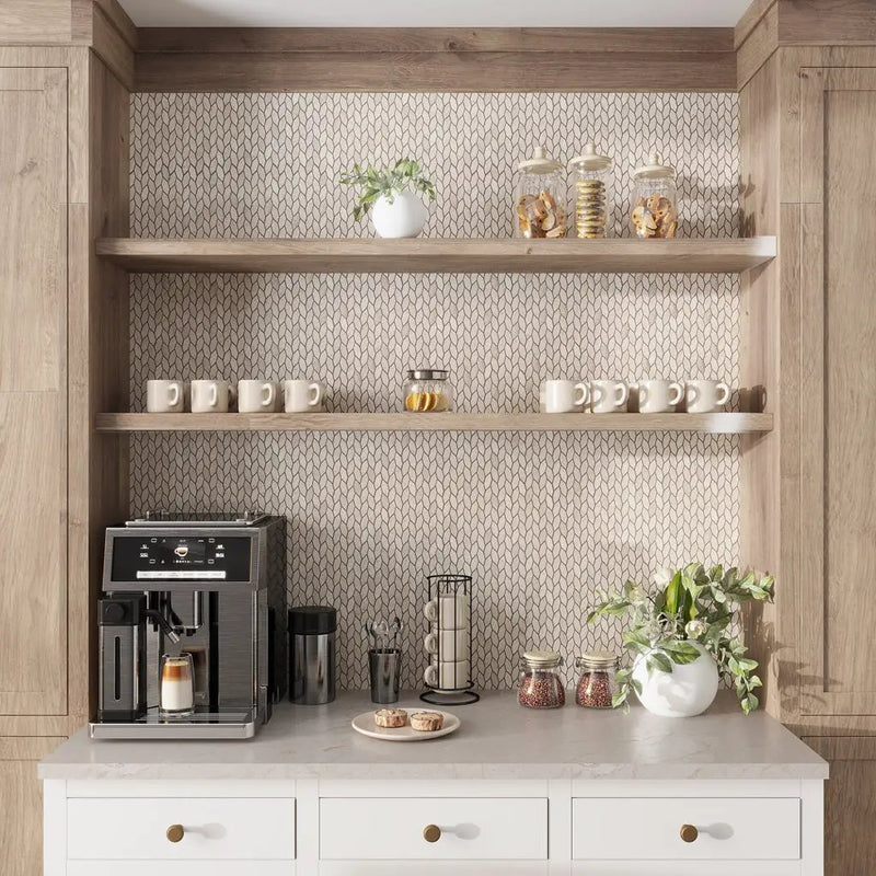 Beige 12x12 Etched Polished Crema Marfil Marble Mosaic Tile (5 pack, 4.92 sq ft/case) by Apollo Tile