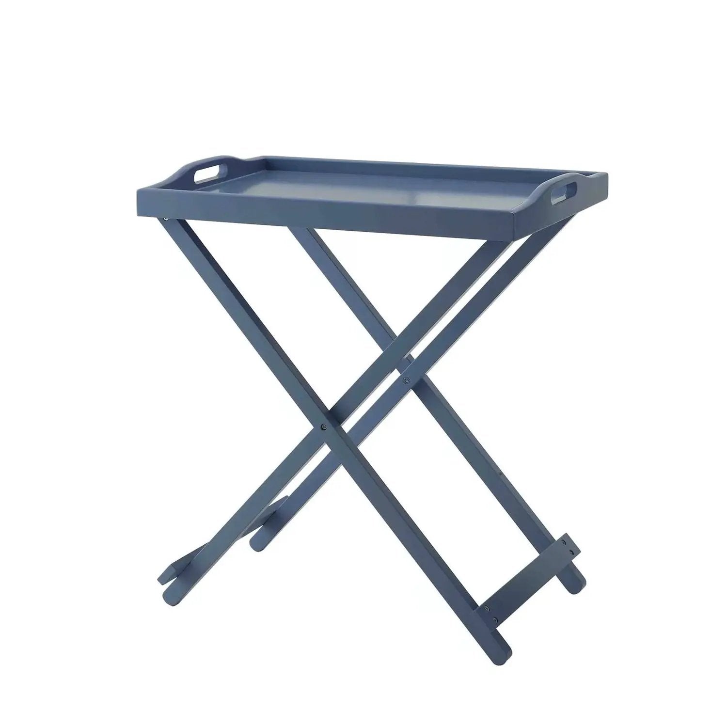 Folding TV Tray Bedside Table in Blue Wood Finish by HomePacific