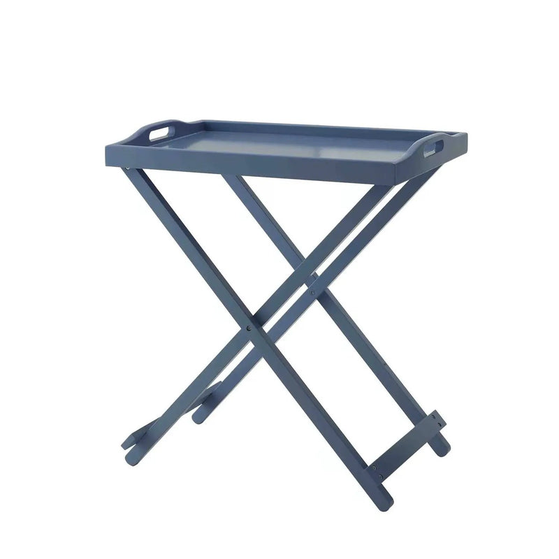 Folding TV Tray Bedside Table in Blue Wood Finish by HomePacific