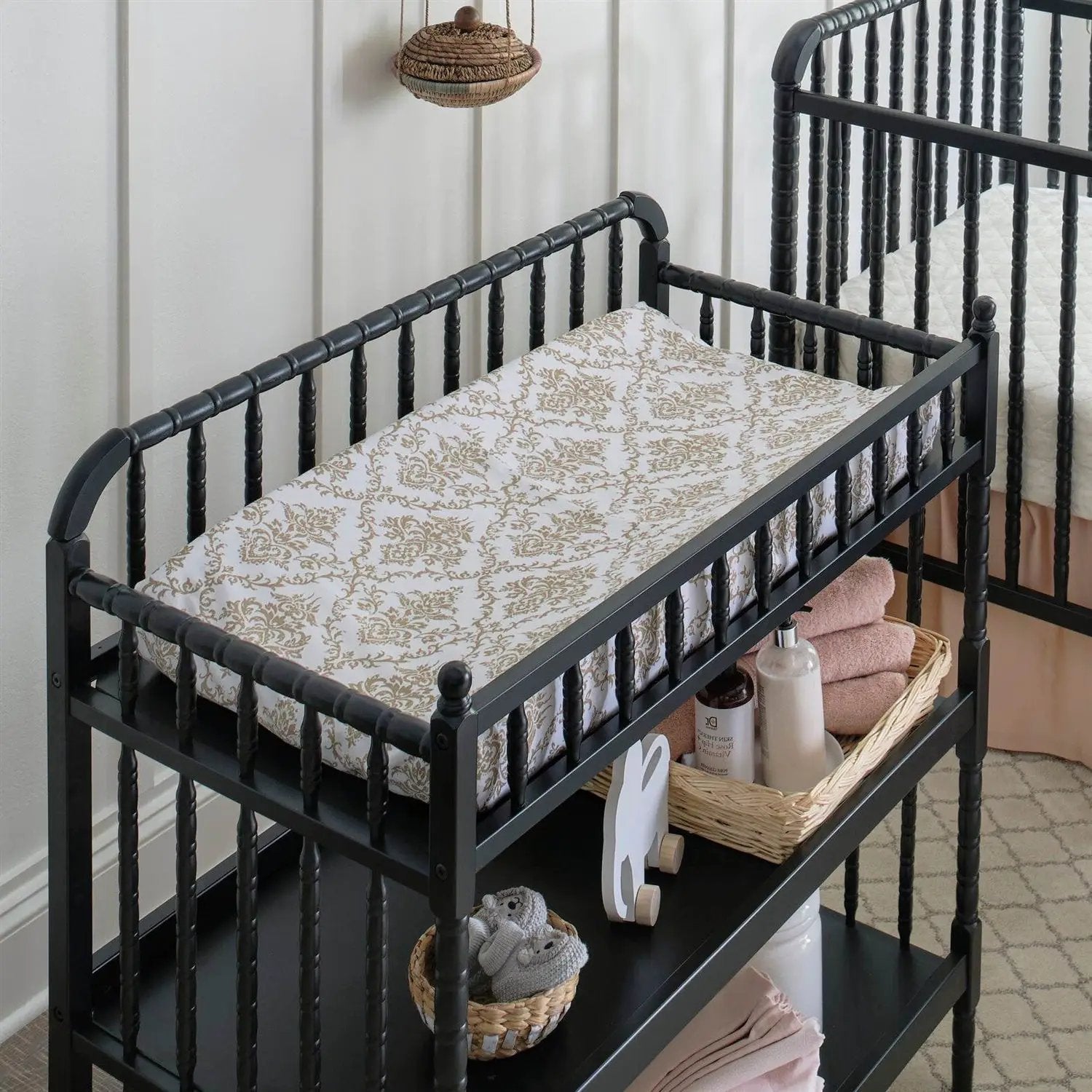 Changing Table in Black Wood Finish with 1-inch Waterproof Changing Pad by HomePacific