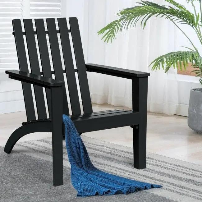 Indoor/Outdoor Acacia Wood Adirondack Lounge Armchair - Black by HomePacific