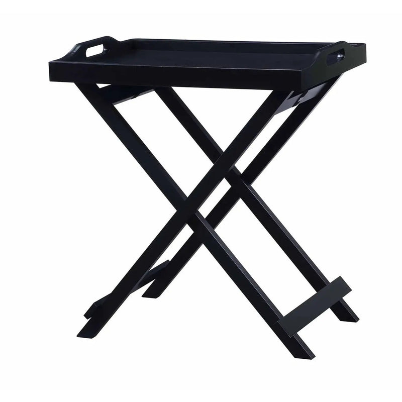 Folding TV Tray Bedside Table in Black Wood Finish by HomePacific