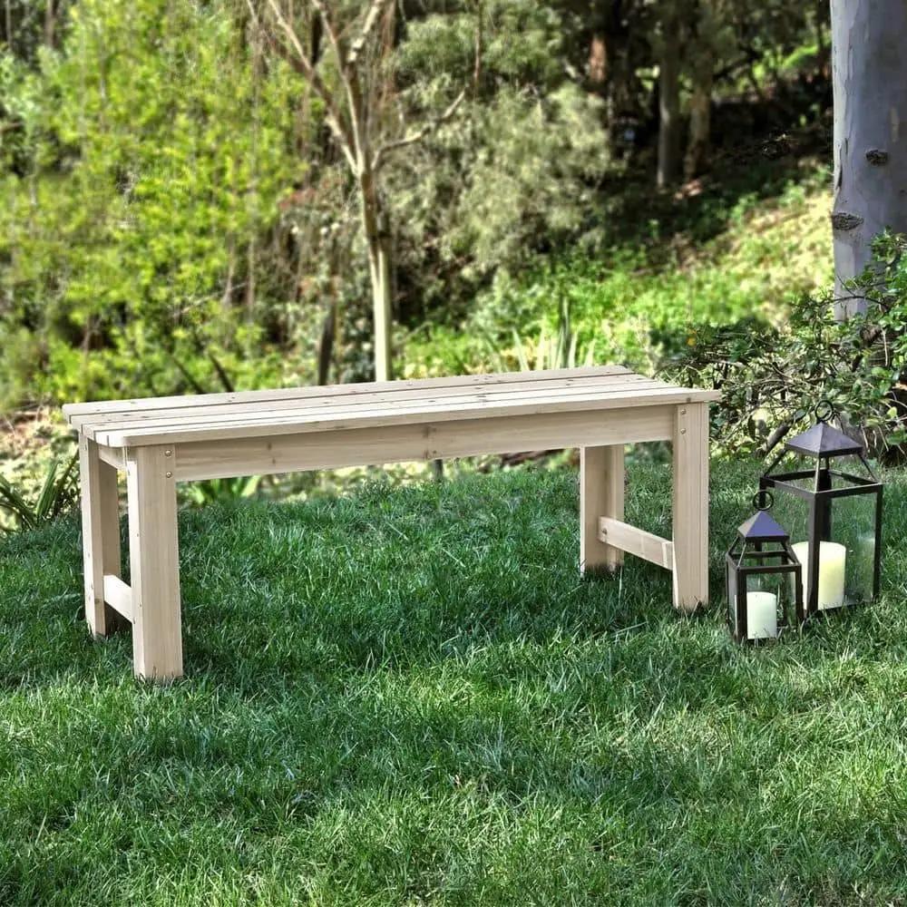 Outdoor Patio Backless Cedar Wood 4-ft. Garden Bench in Natural Finish by HomePacific