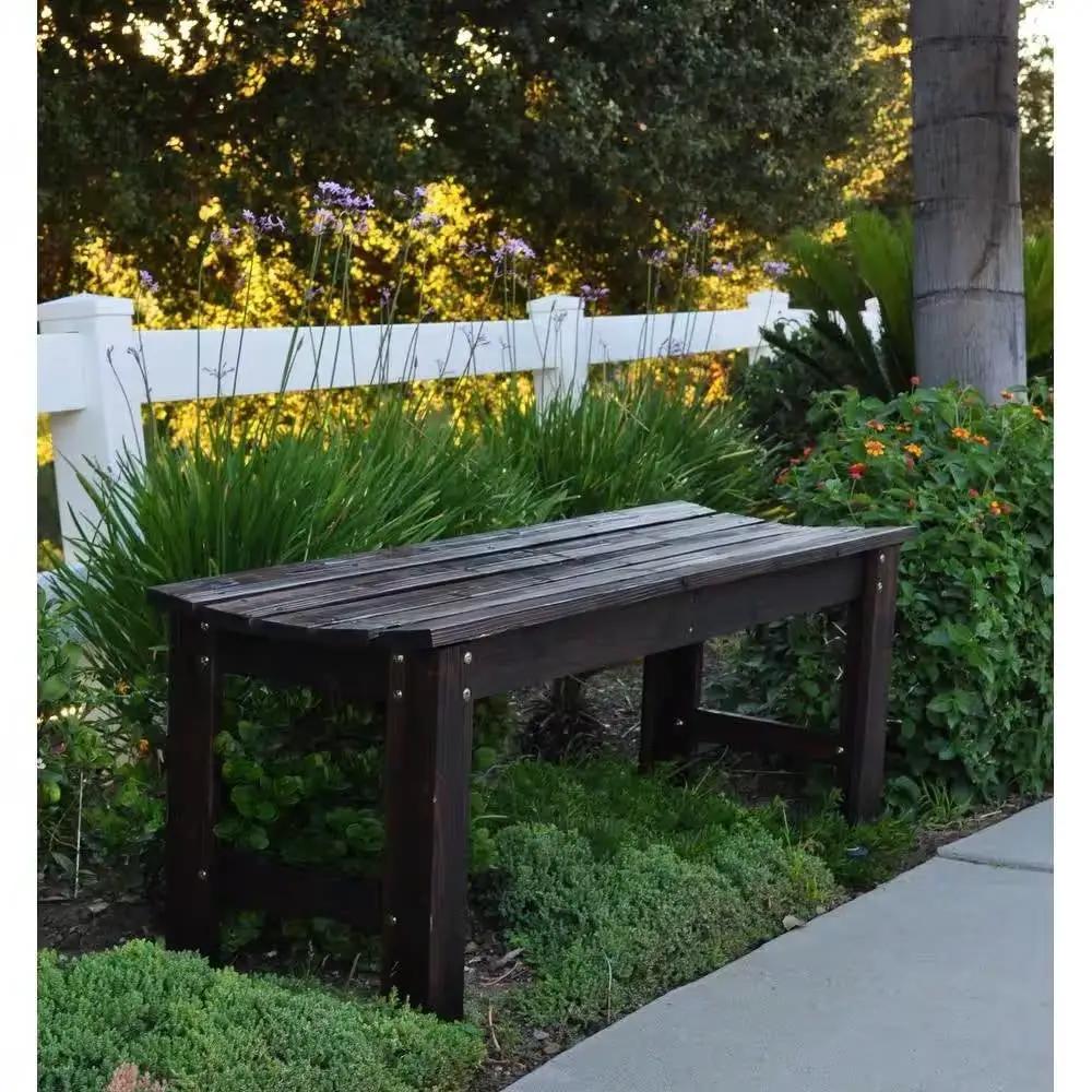 4-ft. Outdoor Patio Cedar Wood Backless Garden Bench in Burnt Brown Finish by HomePacific