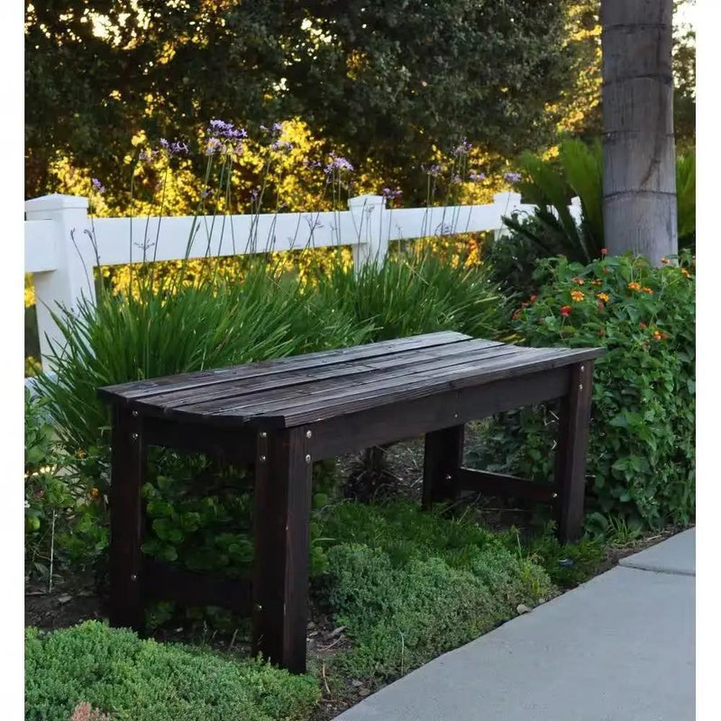 4-ft. Outdoor Patio Cedar Wood Backless Garden Bench in Burnt Brown Finish by HomePacific