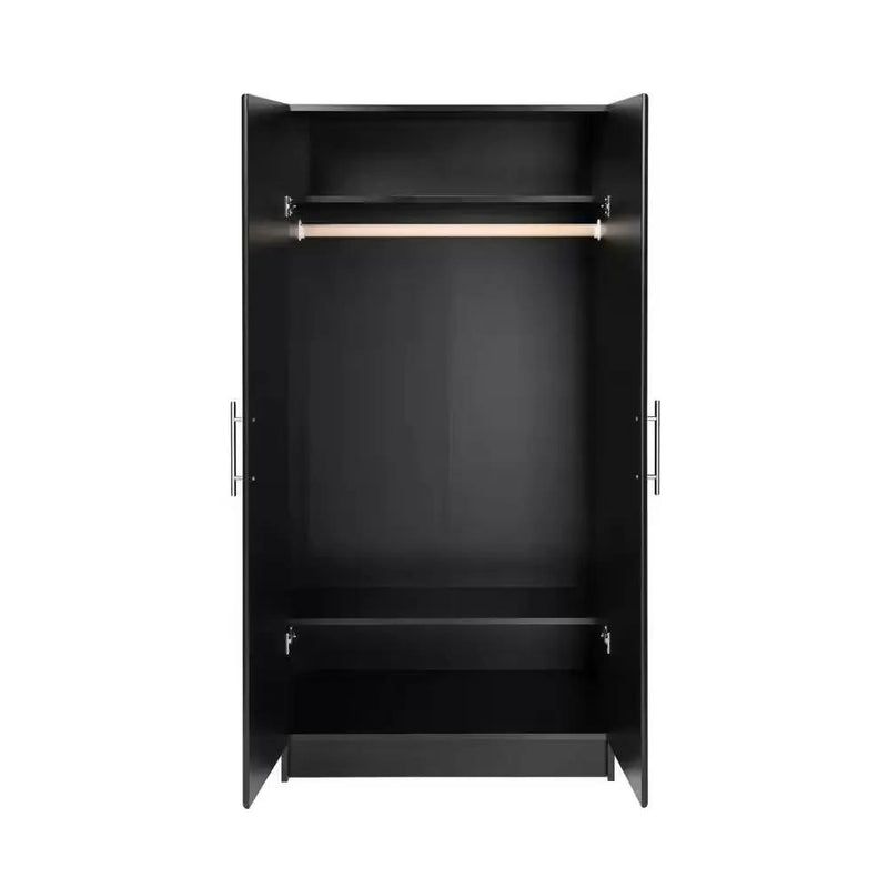 Black Freestanding Bedroom Cabinet Armoire Wardrobe Closet with Hanging Rail by HomePacific