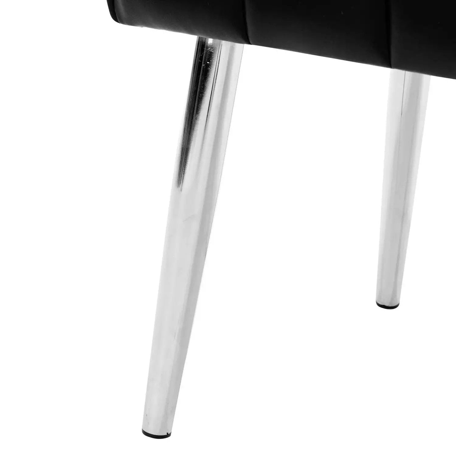 Mid-Century Modern End of Bed Bench with Black PU Leather Seat and Tapered Legs by HomePacific