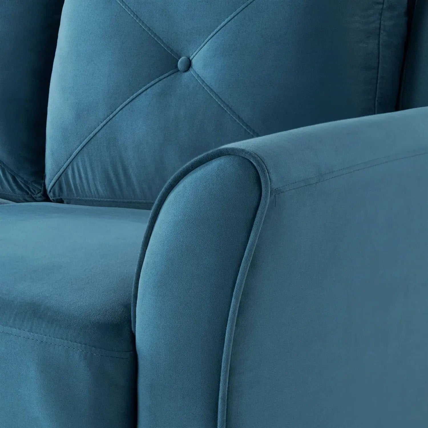 Modern Upholstered Loveseat Sofa in Blue Microfiber with Button Tufted Cushions by HomePacific