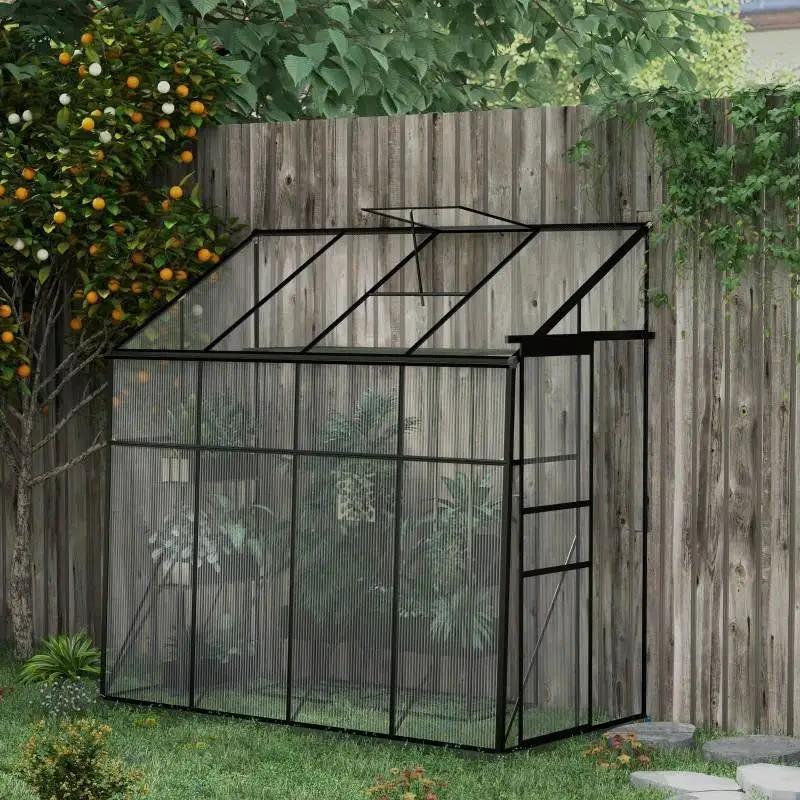 8.3 ft x 4.1 ft Outdoor Polycarbonate Lean-to Greenhouse with Black Metal Frame by HomePacific