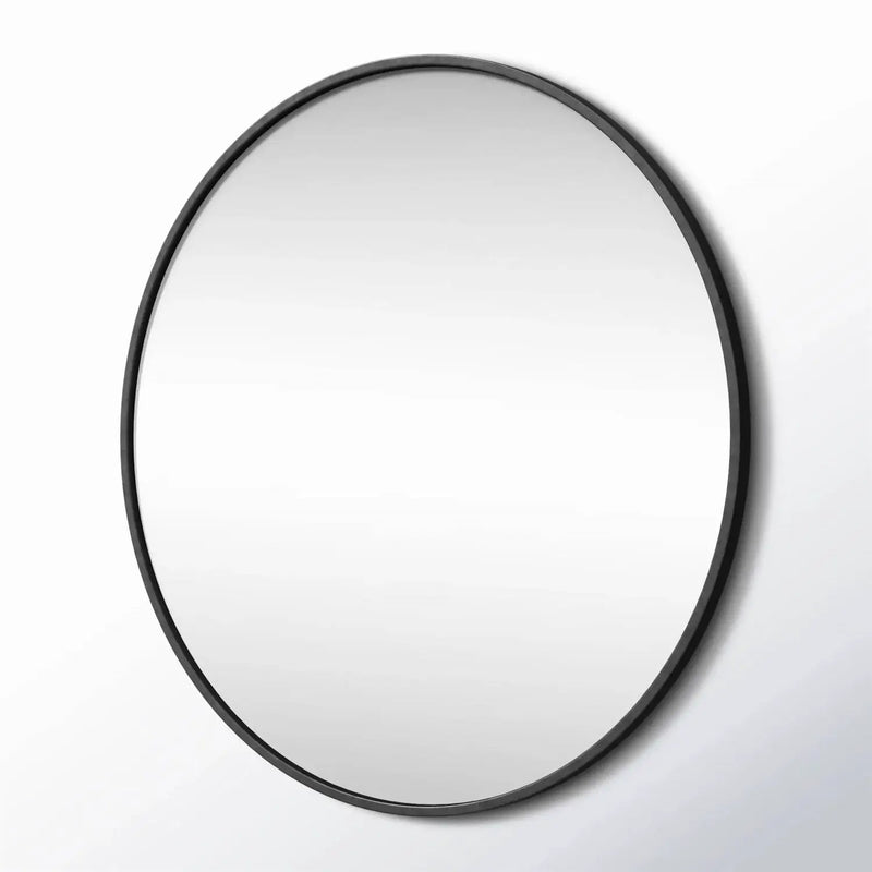 Round 42-inch Wall Mirror in Black - Living Room Bedroom Accent Bathroom Mirror by HomePacific