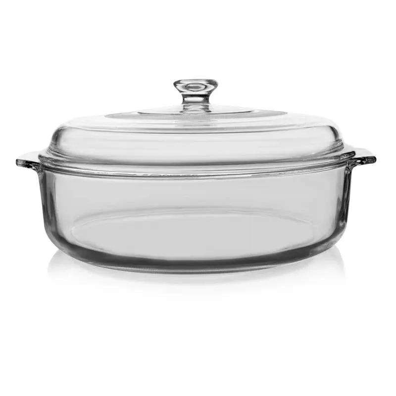 3-Quart Glass Bakeware Casserole Dish Dutch Oven with Oven-Safe Glass Lid by HomePacific