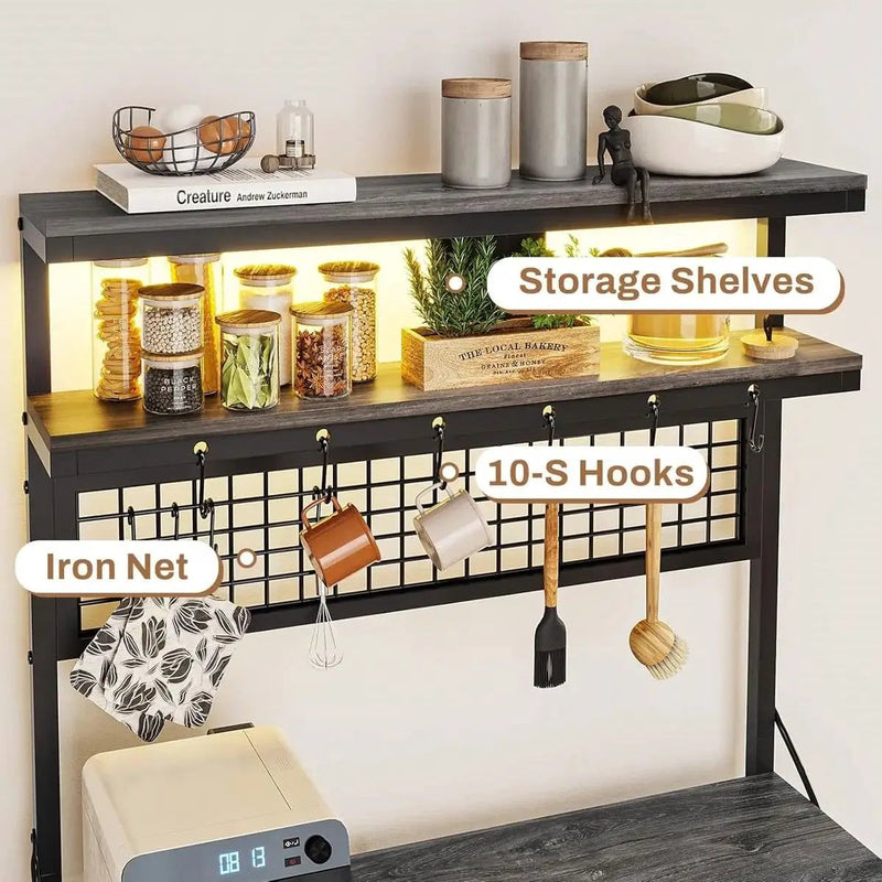 Black Modern Industrial Kitchen Baker's Rack with Multi-Color LED Lights by HomePacific