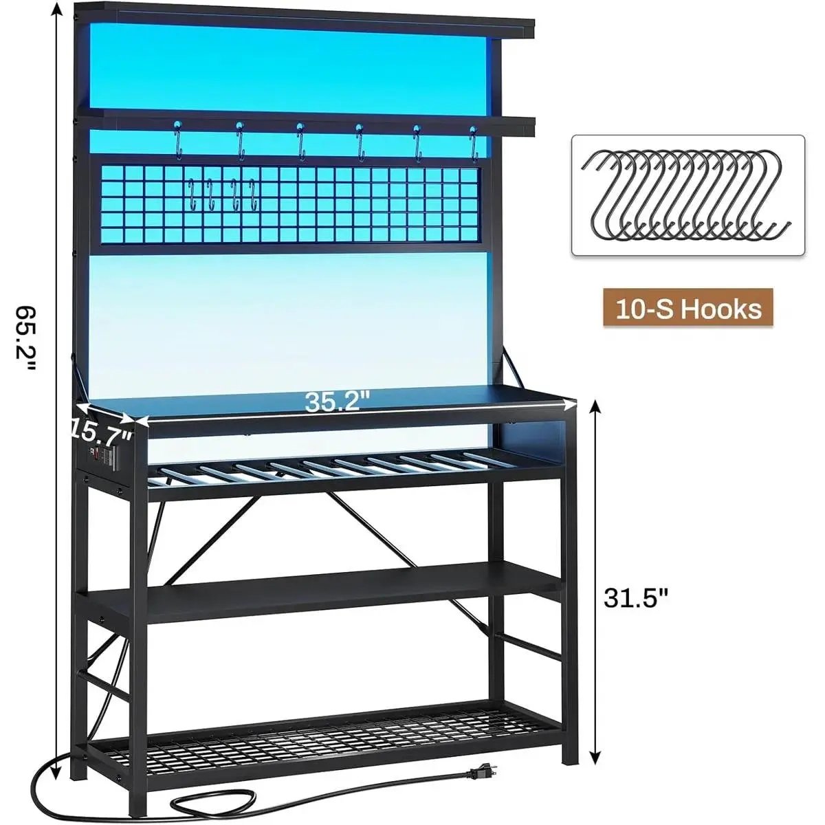 Black Modern Industrial Kitchen Baker's Rack with Multi-Color LED Lights by HomePacific