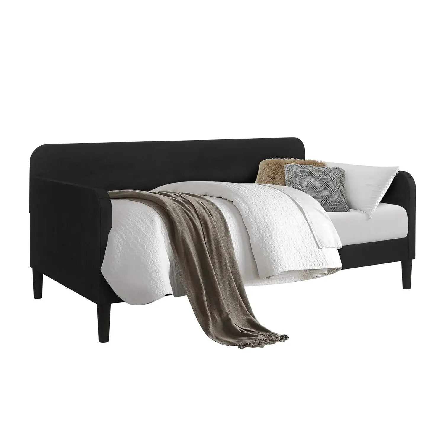 Twin size Modern Black Velvet Upholstered Daybed by HomePacific