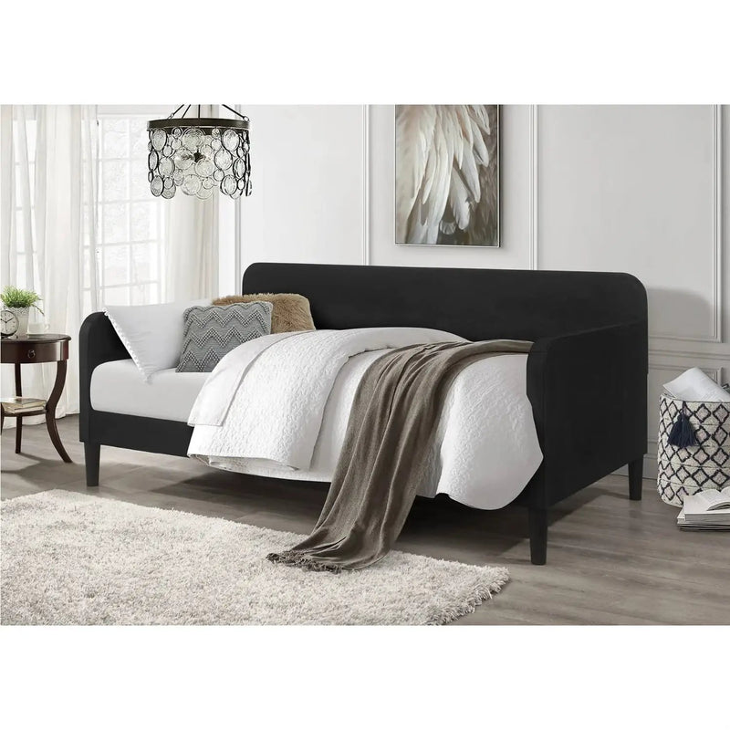 Twin size Modern Black Velvet Upholstered Daybed by HomePacific