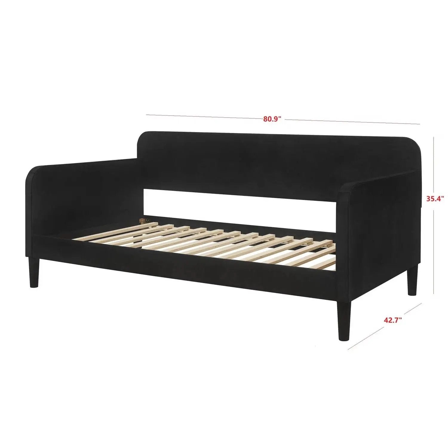 Twin size Modern Black Velvet Upholstered Daybed by HomePacific