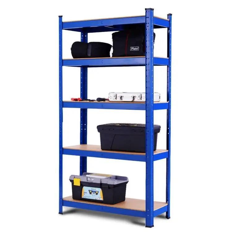 Blue Heavy Duty Metal Wood 5 Tier Adjustable Shelving Unit Garage Storage Rack by HomePacific
