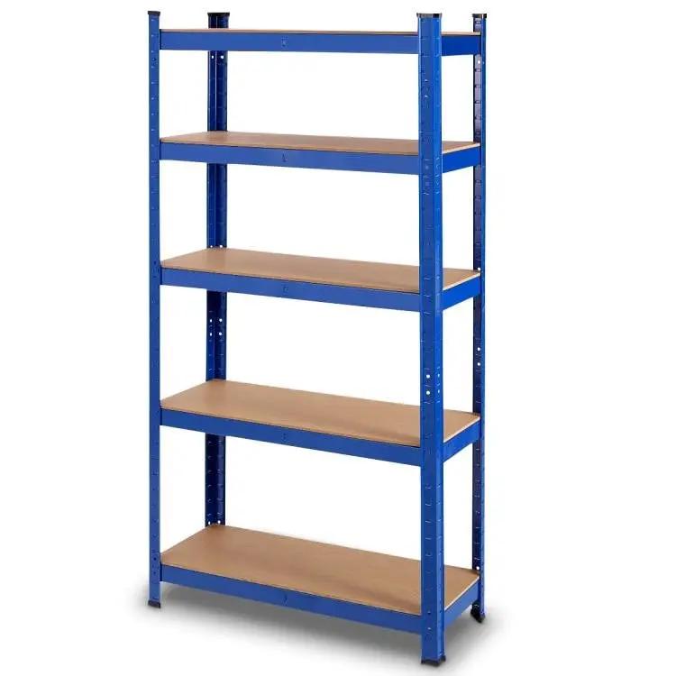 Blue Heavy Duty Metal Wood 5 Tier Adjustable Shelving Unit Garage Storage Rack by HomePacific