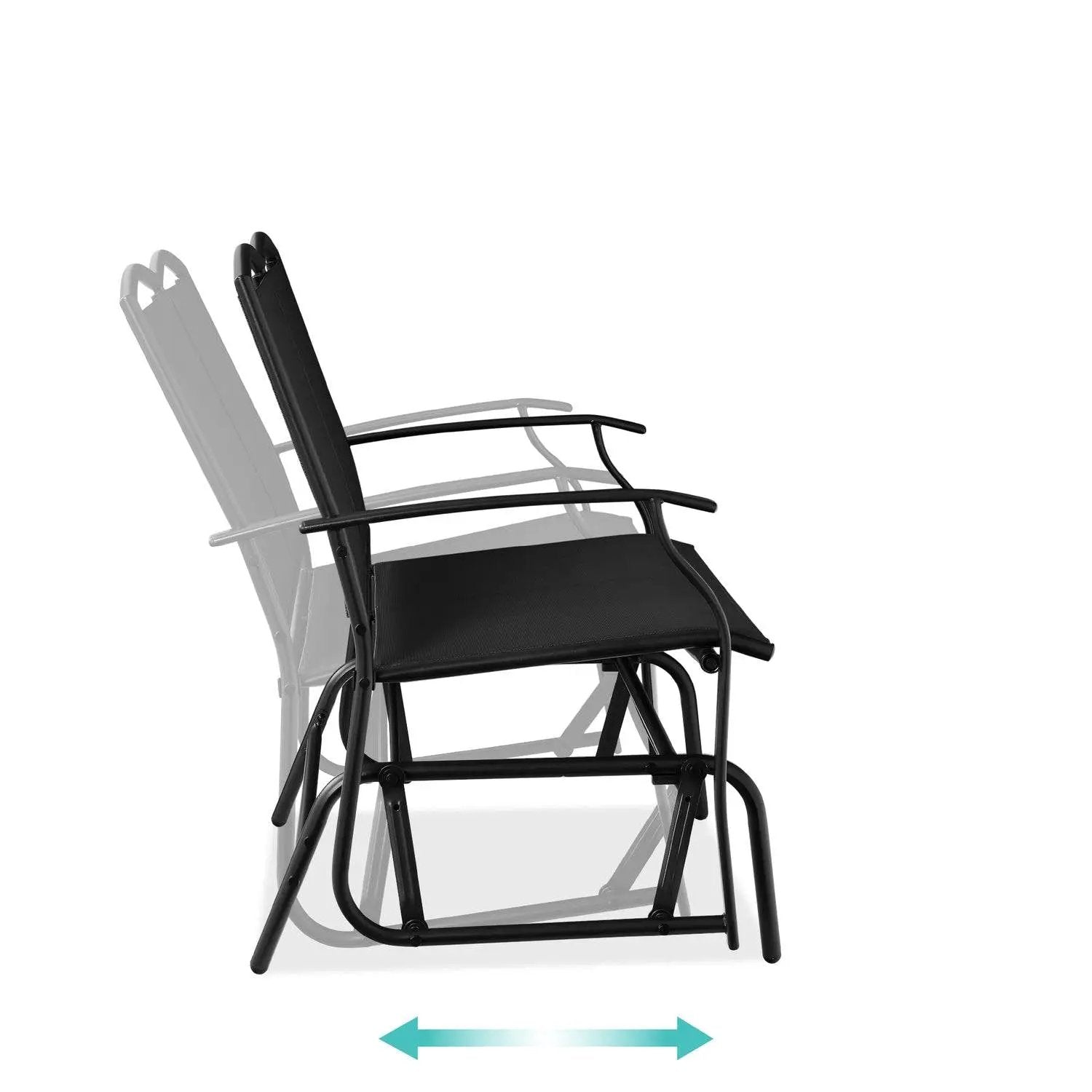 2 Seat Mesh Patio Loveseat Swing Glider Rocker with Armrests in Black by HomePacific