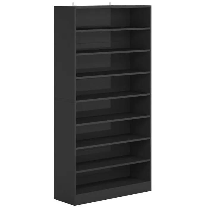 8-Shelf Shoe Rack Storage Cabinet Closet Shelving Unit in Black Wood Finish by HomePacific
