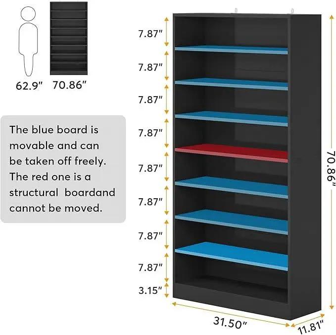 8-Shelf Shoe Rack Storage Cabinet Closet Shelving Unit in Black Wood Finish by HomePacific
