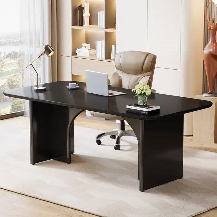 Modern Extra Large Executive Home Office Computer Desk in Black by HomePacific