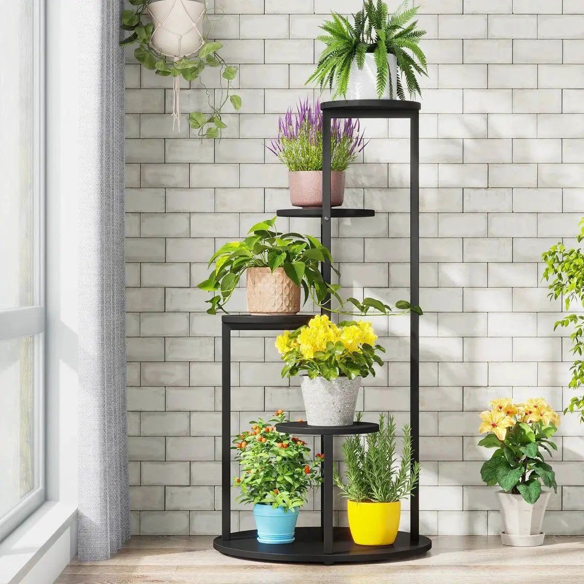 Modern 5-Tier Indoor Plant Stand in Black by HomePacific