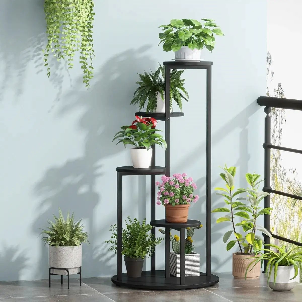 Modern 5-Tier Indoor Plant Stand in Black by HomePacific