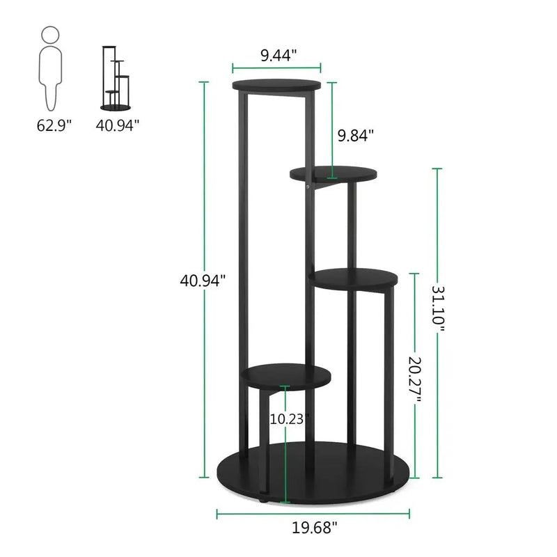 Modern 5-Tier Indoor Plant Stand in Black by HomePacific