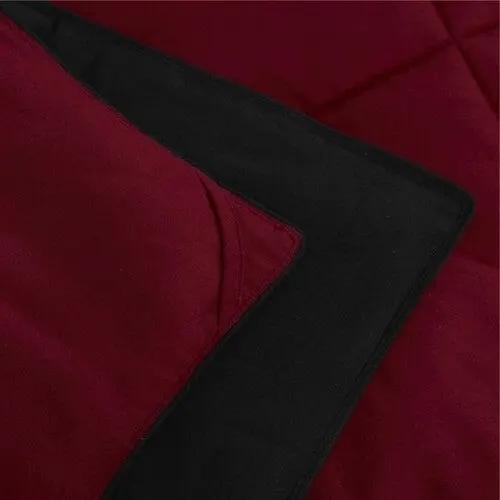 King/Cal King Traditional Microfiber Reversible 3 Piece Comforter Set in Black/Maroon by HomePacific