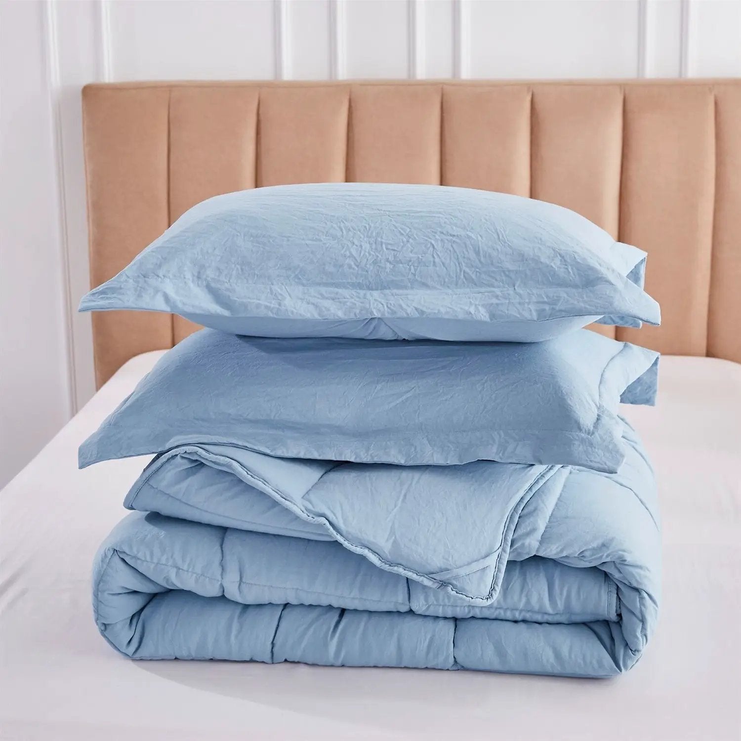 King Size Blue 3 Piece Microfiber Reversible Comforter Set by HomePacific