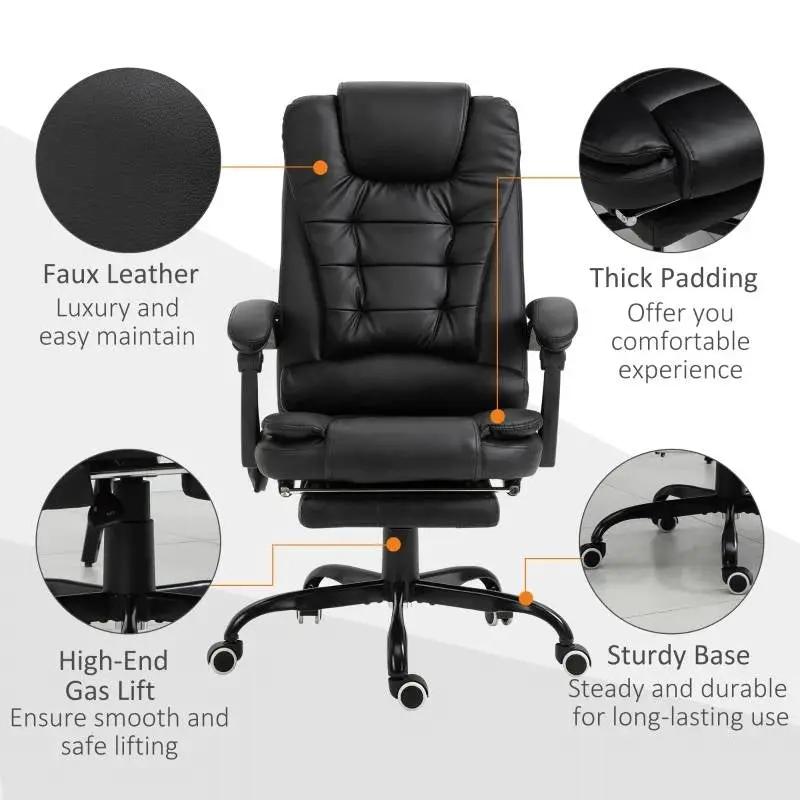 Black 7 Mode Vibrating High Back Executive Massage Adjustable Office Chair by HomePacific