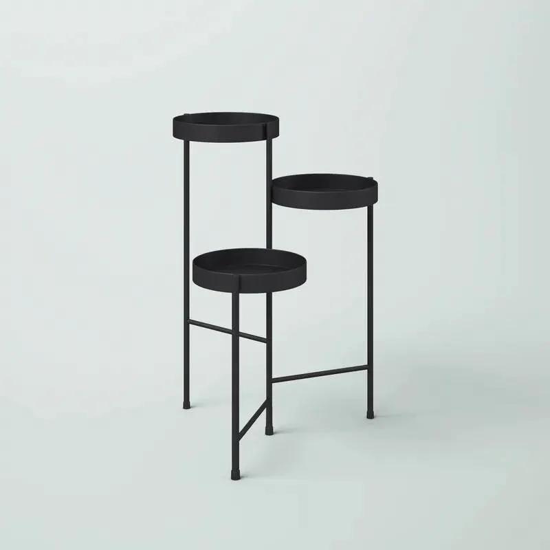 Modern Black Metal 3-Tier Flower Pot Plant Stand by HomePacific