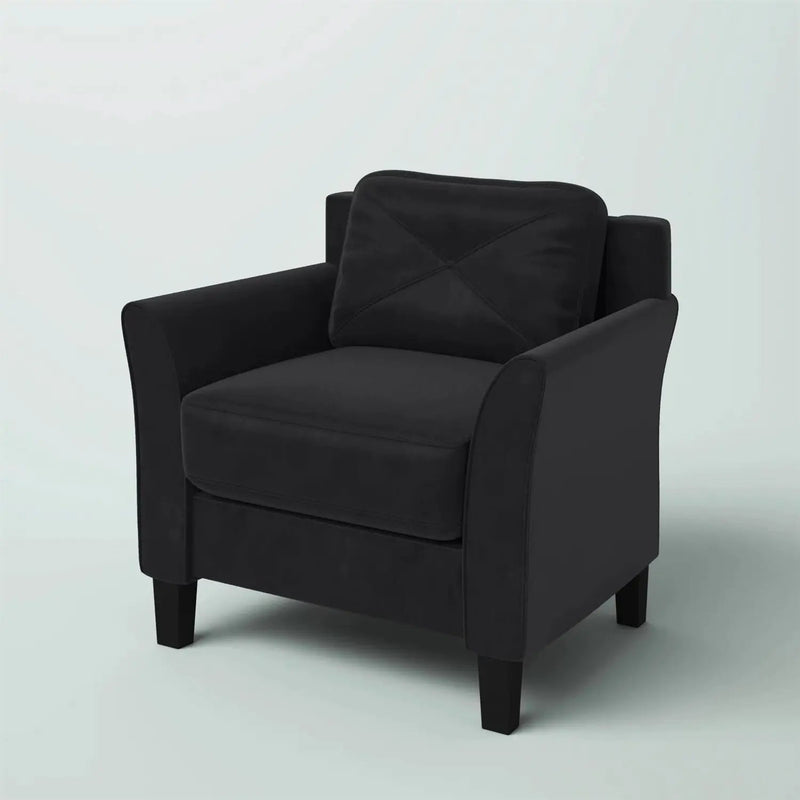 Black Microfiber Upholstered Armchair Flared Arm Chair with Tufted Back Cushion by HomePacific