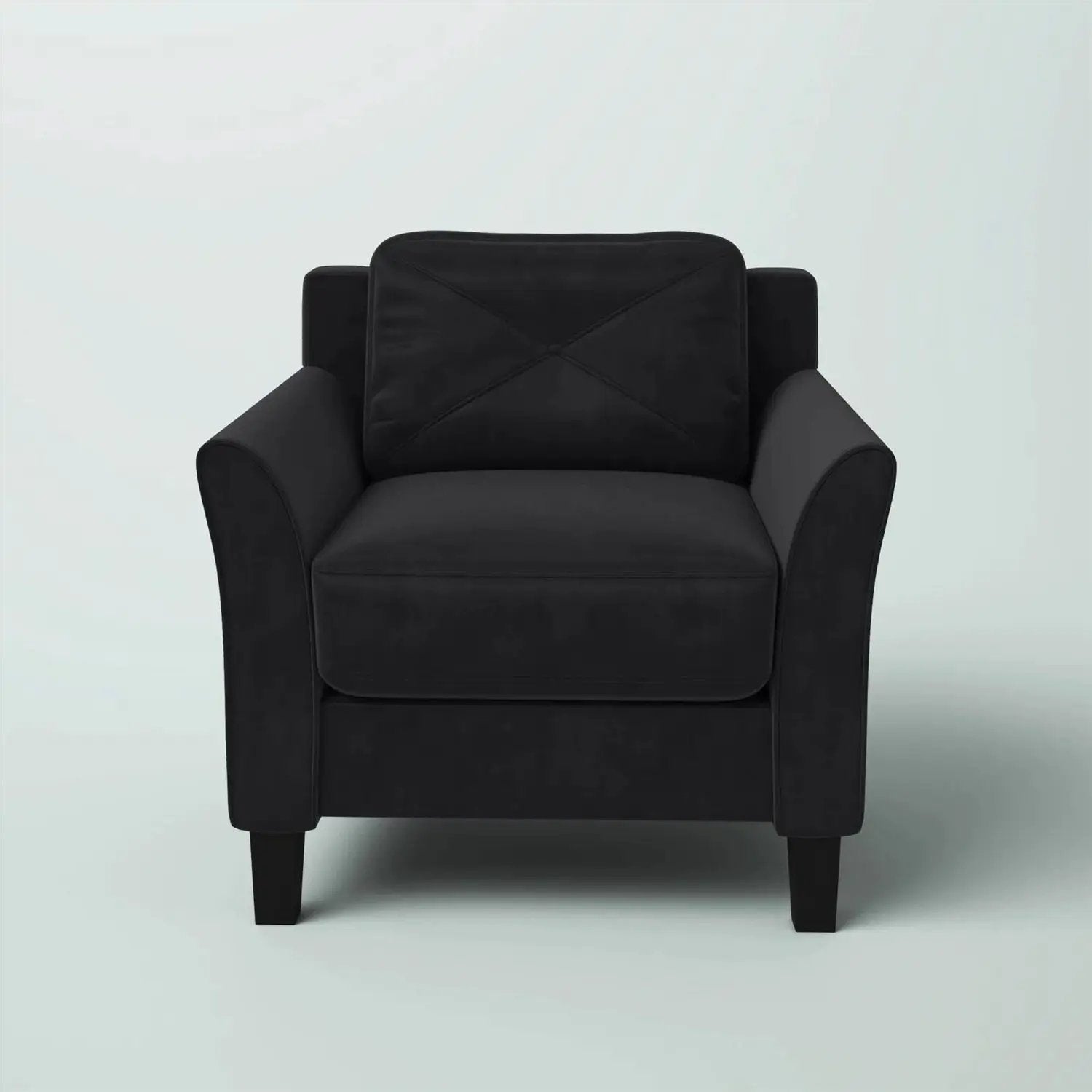 Black Microfiber Upholstered Armchair Flared Arm Chair with Tufted Back Cushion by HomePacific