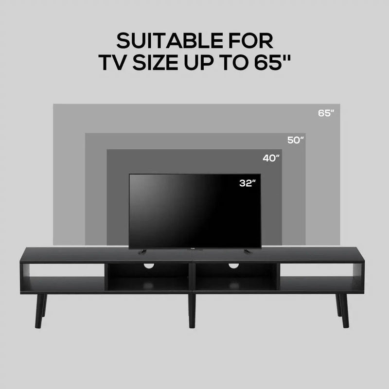 Mid-Century Modern Style TV Stand in Black Wood Finish - for TVs up to 65-inch by HomePacific