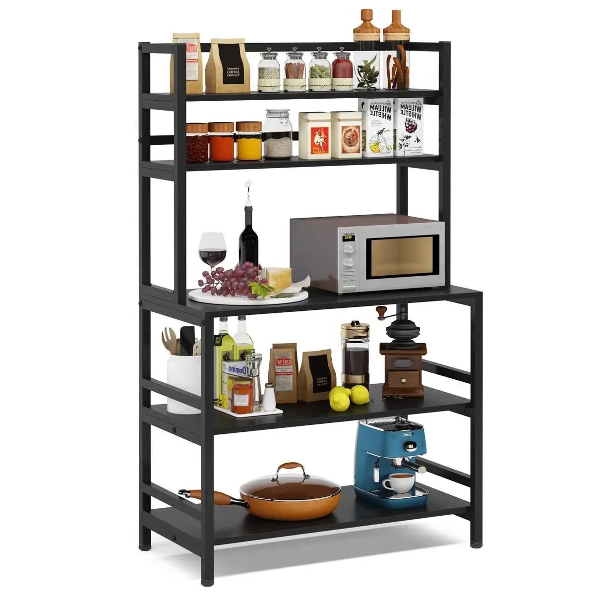 Heavy Duty Black Metal Kitchen Baker's Rack Microwave Stand Shelving Unit by HomePacific