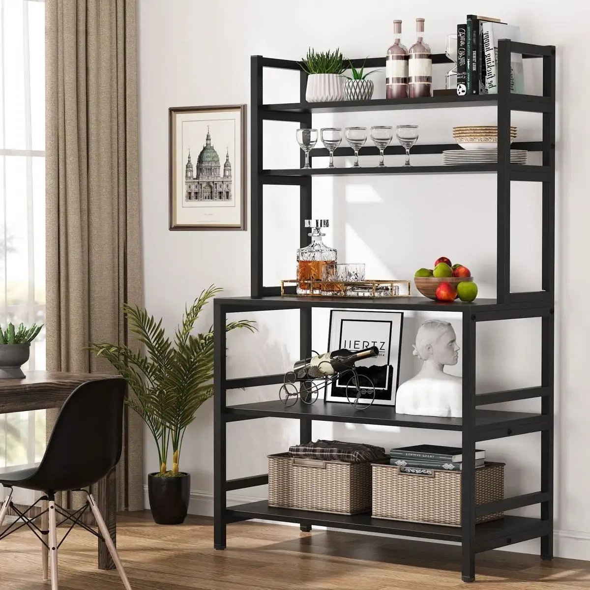 Heavy Duty Black Metal Kitchen Baker's Rack Microwave Stand Shelving Unit by HomePacific