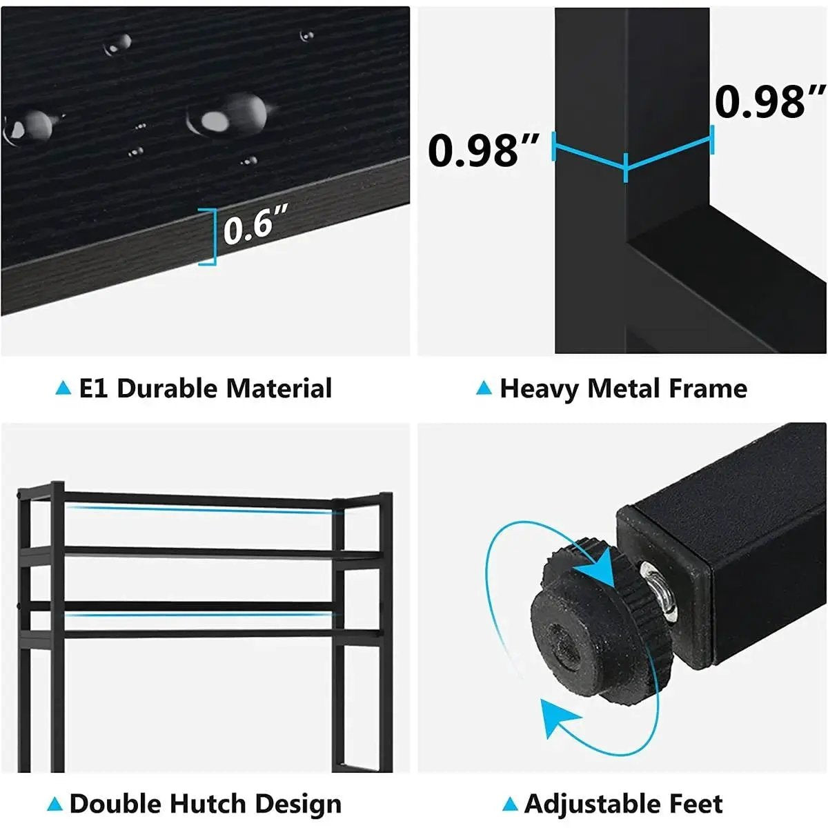 Heavy Duty Black Metal Kitchen Baker's Rack Microwave Stand Shelving Unit by HomePacific