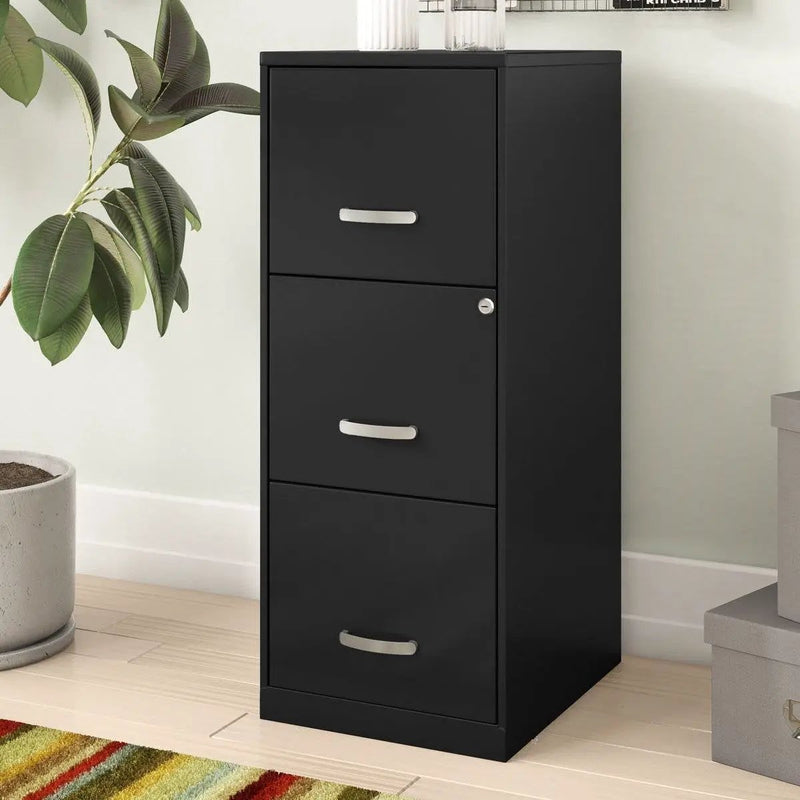 Black Metal 3-Drawer Vertical Key Locking File Cabinet by HomePacific
