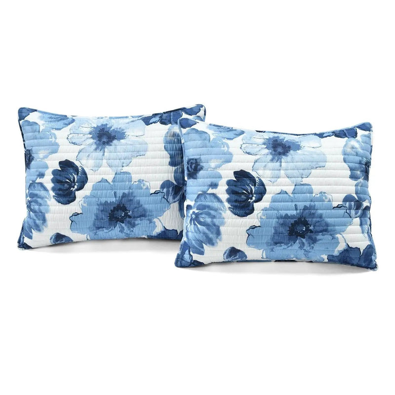 King size Blue Flowers Lightweight Polyester Microfiber Quilt Set by HomePacific