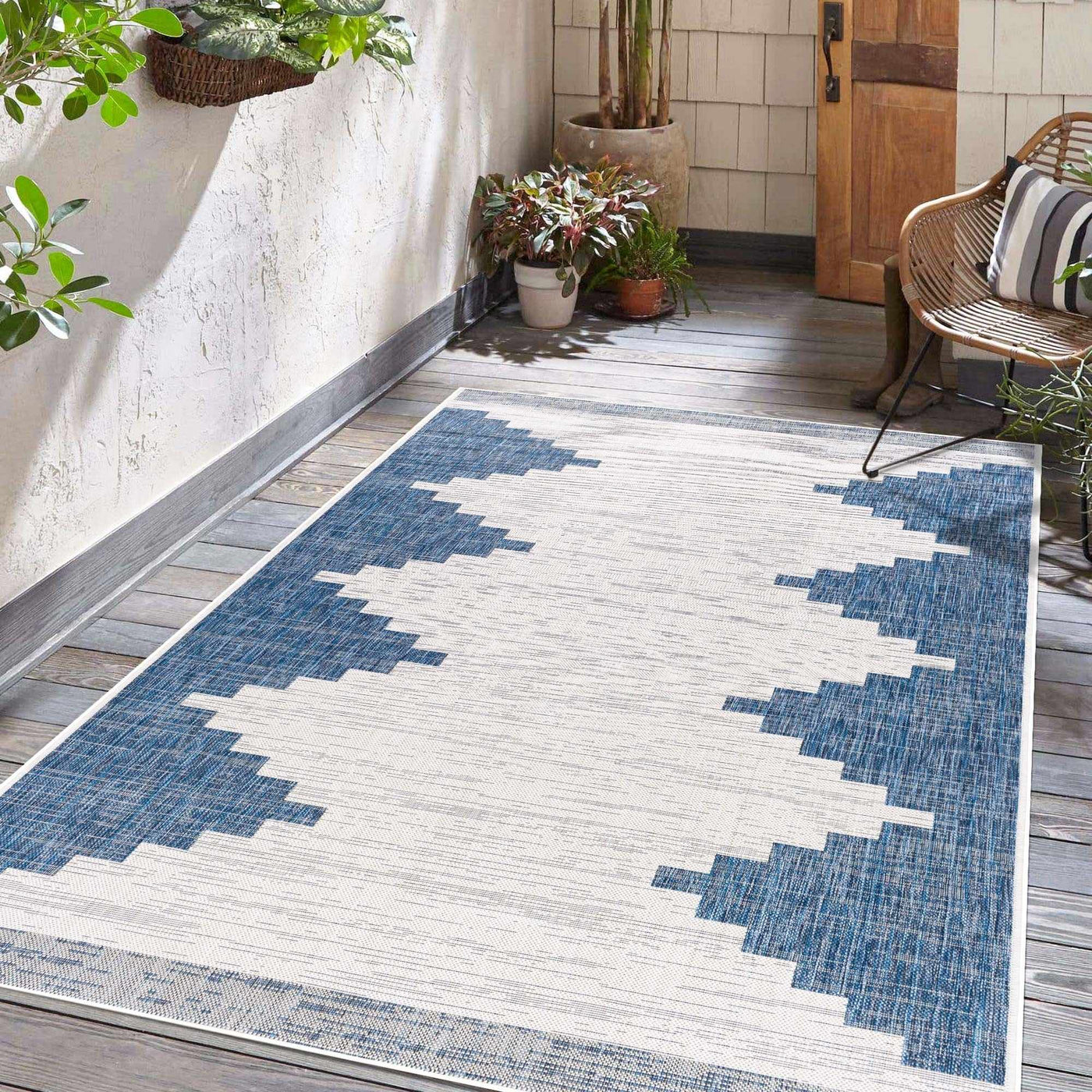 Djugun Navy Indoor & Outdoor Area Rug - Clearance by Boutique Rugs