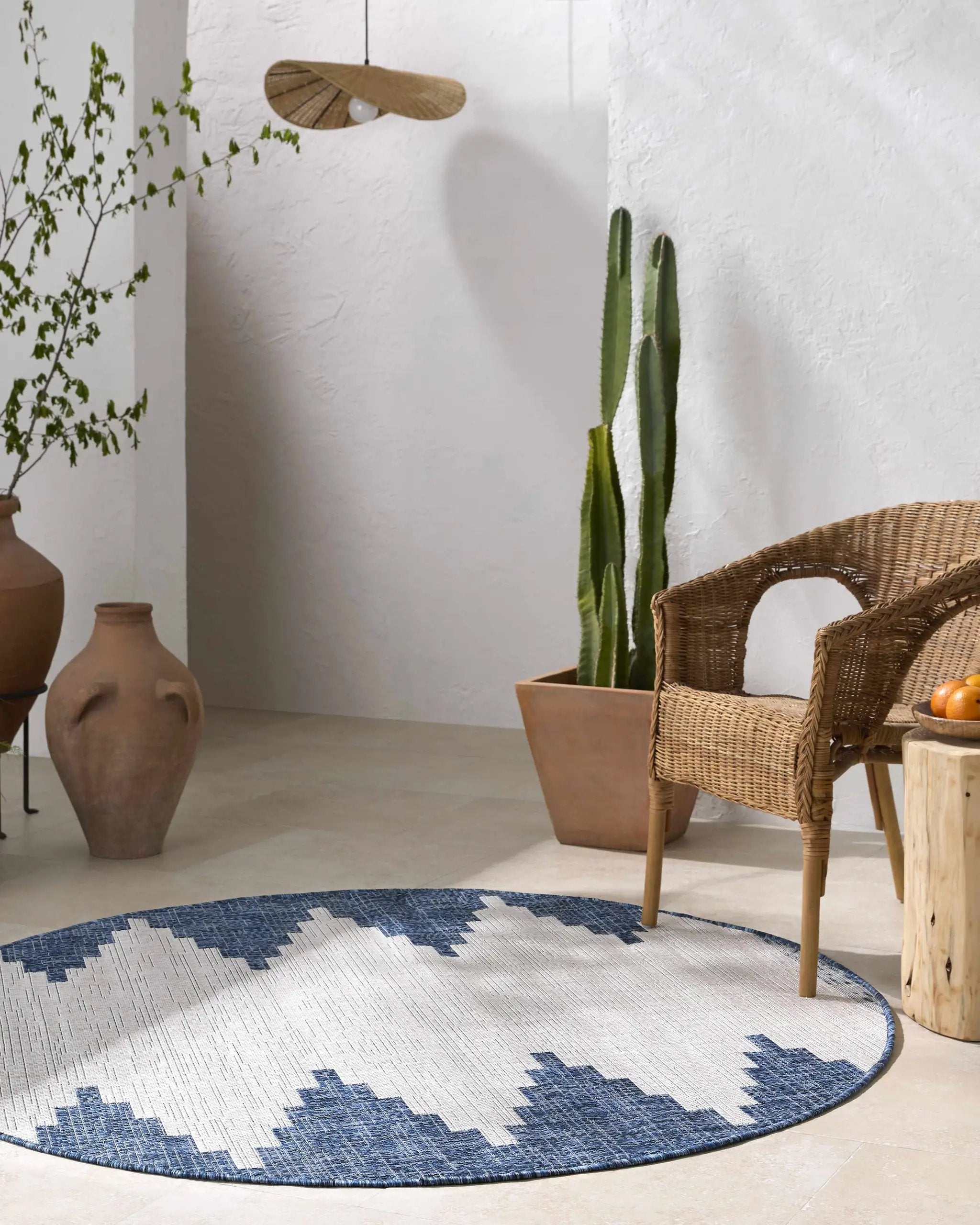 Djugun Navy Indoor & Outdoor Area Rug - Clearance by Boutique Rugs