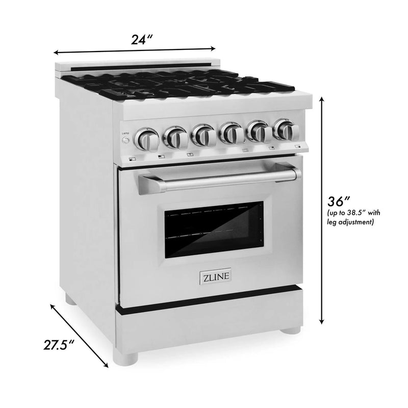 ZLINE 24" Professional Dual Fuel Range, Black Matte door, RA-BLM-24 by Farmhouse Kitchen and Bath