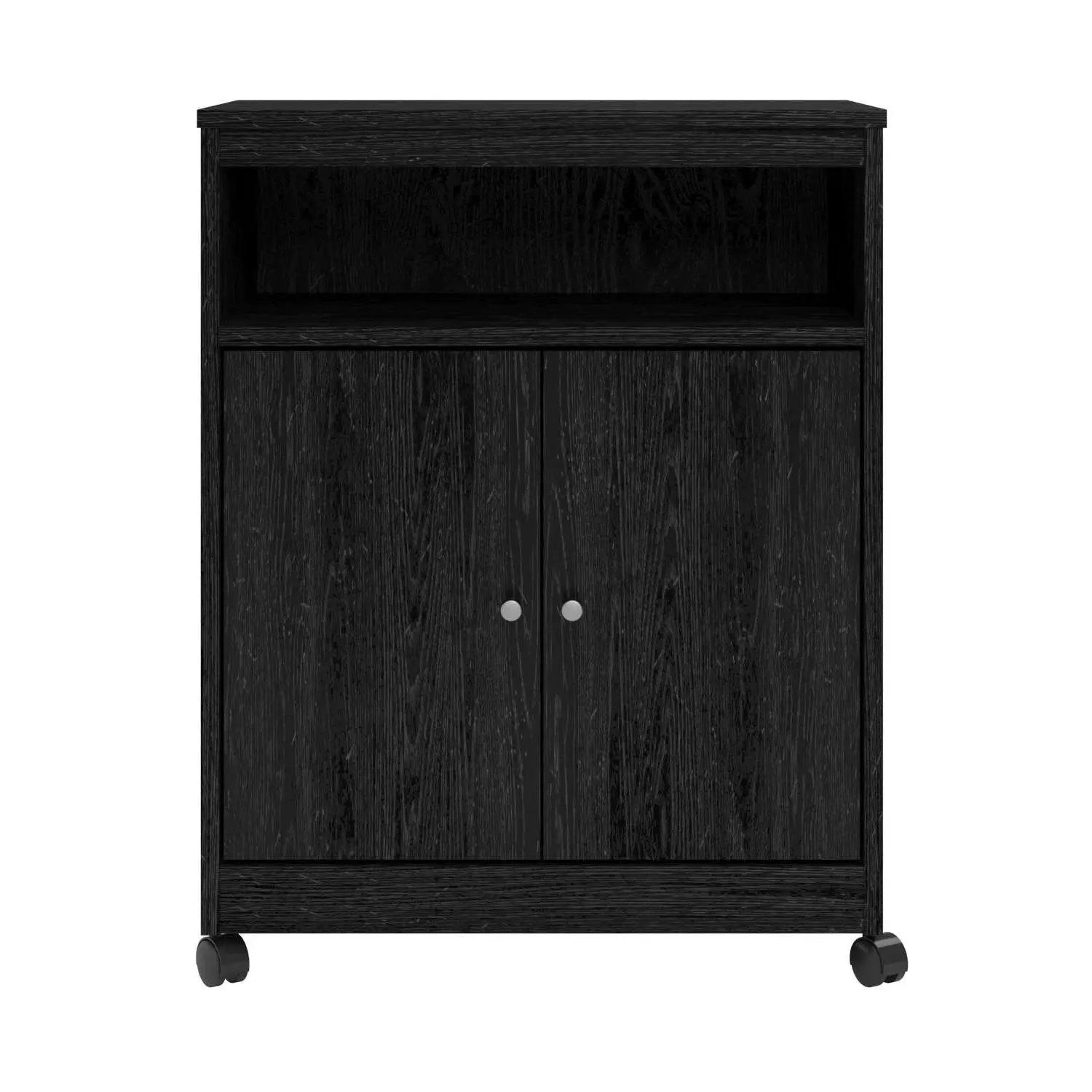 Black Utility Cart / Kitchen Microwave Cart with Casters by HomePacific
