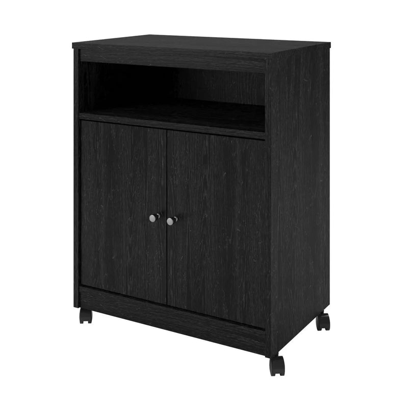 Black Utility Cart / Kitchen Microwave Cart with Casters by HomePacific