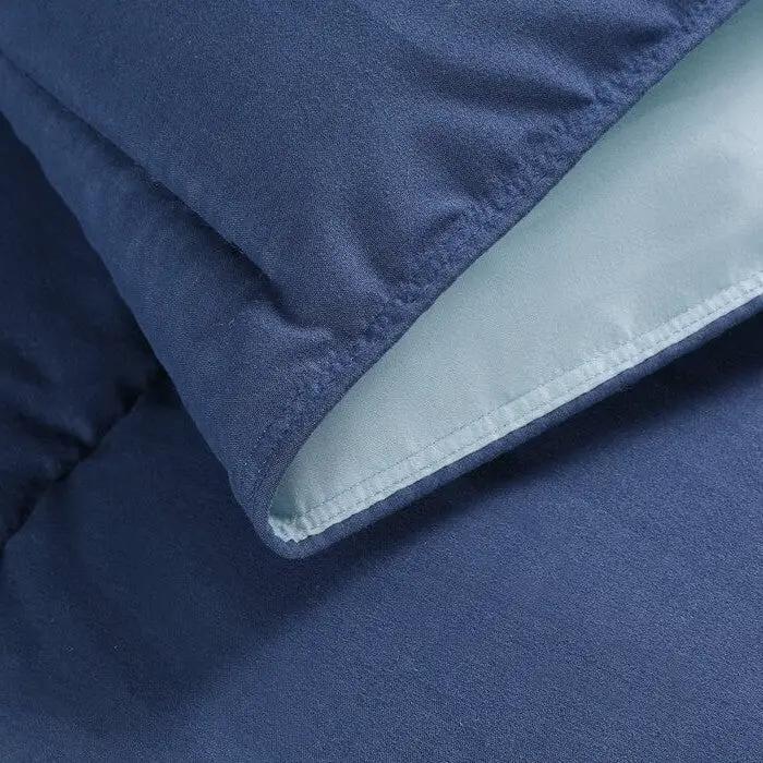 Twin/Twin XL Traditional Microfiber Reversible 3 Piece Comforter Set in Blue/Navy by HomePacific