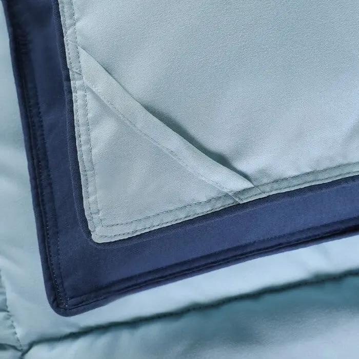 Twin/Twin XL Traditional Microfiber Reversible 3 Piece Comforter Set in Blue/Navy by HomePacific