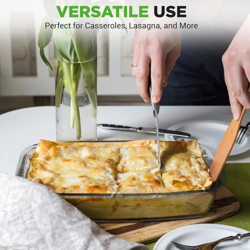 Set of 4 - Rectangular Oven Safe Glass Bakeware Set with Blue Plastic Lids by HomePacific