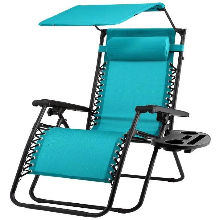 Teal Blue Zero Gravity Folding Reclining Patio Lounge Chair with Canopy by HomePacific
